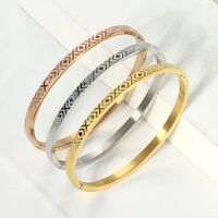 Stainless Steel Ig Style Elegant Simple Style Geometric Letter Electrocardiogram Plating Carving Bangle sku image 6