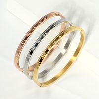 Stainless Steel Ig Style Elegant Simple Style Geometric Letter Electrocardiogram Plating Carving Bangle sku image 2
