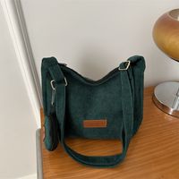 Women's Corduroy Solid Color Classic Style Square Zipper Shoulder Bag main image 5