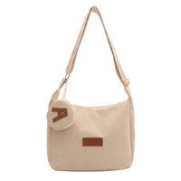 Women's Corduroy Solid Color Classic Style Square Zipper Shoulder Bag sku image 1