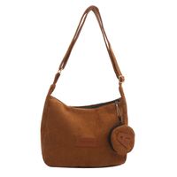 Women's Corduroy Solid Color Classic Style Square Zipper Shoulder Bag sku image 2