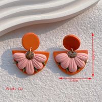 1 Pair Pastoral Rose Flower Handmade Plating Soft Clay 14k Gold Plated Drop Earrings sku image 4