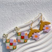 1 Pair Sweet Rose Flower Handmade Plating Soft Clay 14k Gold Plated Drop Earrings main image 4