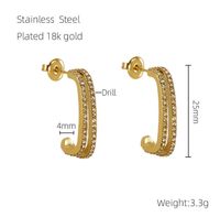 1 Pair Simple Style Geometric Plating Inlay Titanium Steel Zircon 18k Gold Plated Ear Studs main image 2