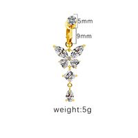 1 Piece Belly Rings Sexy Heart Shape Butterfly Planet 316 Stainless Steel  Alloy Plating Inlay Acrylic Rhinestones Glass White Gold Plated Gold Plated main image 2