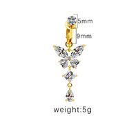 1 Piece Belly Rings Sexy Heart Shape Butterfly Planet 316 Stainless Steel  Alloy Plating Inlay Acrylic Rhinestones Glass White Gold Plated Gold Plated sku image 1