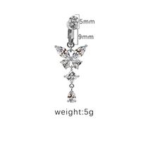 1 Piece Belly Rings Sexy Heart Shape Butterfly Planet 316 Stainless Steel  Alloy Plating Inlay Acrylic Rhinestones Glass White Gold Plated Gold Plated sku image 2