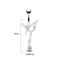 1 Piece Belly Rings Sexy Heart Shape Flower Butterfly Stainless Steel Alloy Plating Inlay Rhinestones Beads White Gold Plated Gold Plated sku image 3