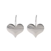 1 Pair Simple Style Heart Shape Plating Copper Silver Plated Drop Earrings main image 5