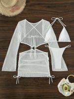 Women's Simple Style Classic Style Solid Color 3 Pieces Set Bikinis Swimwear main image 4