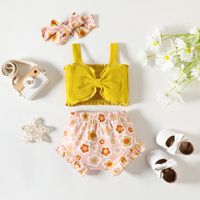 Simple Style Solid Color Flower Cotton Baby Clothing Sets main image 5