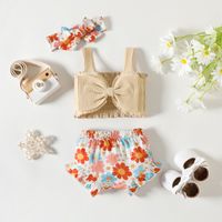 Simple Style Solid Color Flower Cotton Baby Clothing Sets main image 4
