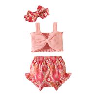 Simple Style Solid Color Flower Cotton Baby Clothing Sets main image 3