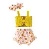 Simple Style Solid Color Flower Cotton Baby Clothing Sets sku image 6