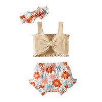 Simple Style Solid Color Flower Cotton Baby Clothing Sets sku image 2