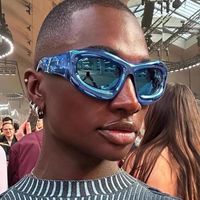 Y2K Exagéré Couleur Unie Ca Miroir De Forme Spéciale Plein Cadre Femmes De Lunettes De Soleil main image 3