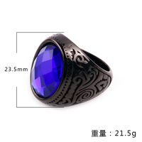 Vintage Style Geometric Color Block Titanium Steel Synthetic Turquoise Natural Stone Glass 18K Gold Plated Unisex Rings main image 3
