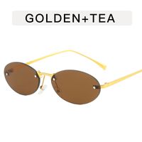 Fashion Streetwear Solid Color Ac Oval Frame Frameless Women's Sunglasses sku image 7