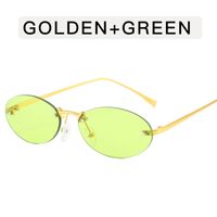 Fashion Streetwear Solid Color Ac Oval Frame Frameless Women's Sunglasses sku image 2