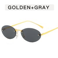 Fashion Streetwear Solid Color Ac Oval Frame Frameless Women's Sunglasses sku image 1