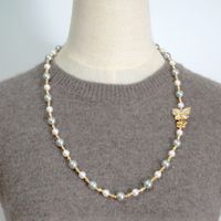 Retro Artistic Butterfly Imitation Pearl Copper Beaded Plating Gold Plated Necklace sku image 1