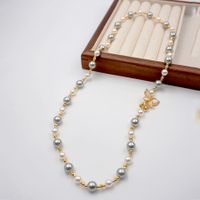 Retro Artistic Butterfly Imitation Pearl Copper Beaded Plating Gold Plated Necklace main image 5