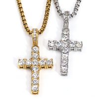 Titanium Steel 18K Gold Plated IG Style Hip-Hop Korean Style Inlay Cross Zircon Pendant Necklace main image 5