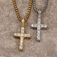 Titanium Steel 18K Gold Plated IG Style Hip-Hop Korean Style Inlay Cross Zircon Pendant Necklace main image 1