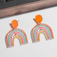 1 Pair Pastoral Rainbow Heart Shape Flower 3d Print Arylic Drop Earrings main image 6