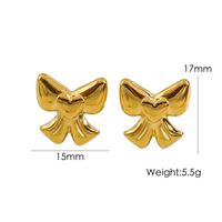 304 Stainless Steel 18K Gold Plated Casual Sweet Plating Bow Knot Earrings Necklace main image 8