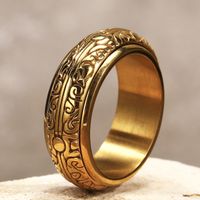 Retro Punk Solid Color Titanium Steel 18K Gold Plated Unisex Rings sku image 13