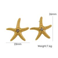 1 Pair Casual Sweet Starfish Inlay 304 Stainless Steel Zircon 18K Gold Plated Drop Earrings Ear Studs main image 4