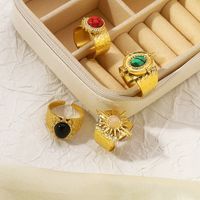 Stainless Steel Vintage Style Modern Style Simple Style Round Inlay Resin Open Rings main image 5