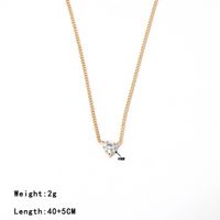 Stainless Steel Simple Style Heart Shape Plating Inlay Zircon Necklace sku image 1