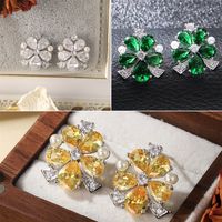 1 Pair Elegant Flower Plating Inlay Copper Zircon Silver Plated Ear Studs main image 1