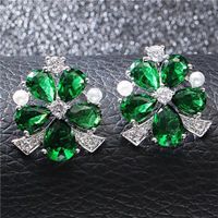 1 Pair Elegant Flower Plating Inlay Copper Zircon Silver Plated Ear Studs main image 7
