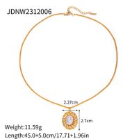 Ig Style Elegant Oval Stainless Steel Plating Inlay Artificial Pearls Rhinestones 18k Gold Plated Pendant Necklace main image 2