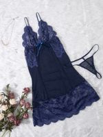 Women's Solid Color Mesh Bowknot Sexy Lingerie main image 4