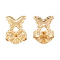 1 Pair Brass Heart Shape Butterfly Earplug Casual Simple Style Classic Style sku image 1