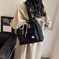 Mujeres Lienzo Color Sólido Estilo Clásico Hilo De Coser Cuadrado Hebilla Magnética Bolsas De Hombro main image 2