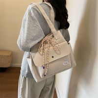 Women's Canvas Solid Color Classic Style Sewing Thread Square Magnetic Buckle Shoulder Bag main image 4