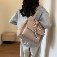 Women's Canvas Solid Color Classic Style Sewing Thread Square Magnetic Buckle Shoulder Bag sku image 2