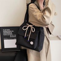 Women's Canvas Solid Color Classic Style Sewing Thread Square Magnetic Buckle Shoulder Bag sku image 3