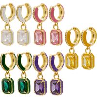 1 Pair IG Style Casual Simple Style Square Enamel Plating Inlay Brass Zircon Drop Earrings main image 1