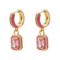 1 Pair IG Style Casual Simple Style Square Enamel Plating Inlay Brass Zircon Drop Earrings main image 3