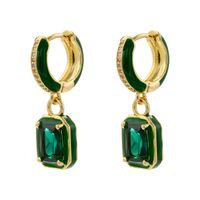 1 Pair IG Style Casual Simple Style Square Enamel Plating Inlay Brass Zircon Drop Earrings main image 6