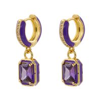 1 Pair IG Style Casual Simple Style Square Enamel Plating Inlay Brass Zircon Drop Earrings main image 7