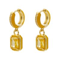 1 Pair IG Style Casual Simple Style Square Enamel Plating Inlay Brass Zircon Drop Earrings sku image 5