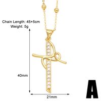 Simple Style Cross Copper Plating Inlay Zircon 18k Gold Plated Pendant Necklace sku image 1