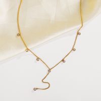 Stainless Steel Modern Style Simple Style Round Inlay Rhinestones Long Necklace Necklace main image 3